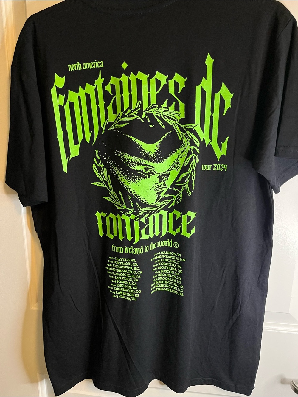Black Short-Sleeve Graphic Tee with Neon Green Logo - Picture 3 of 3